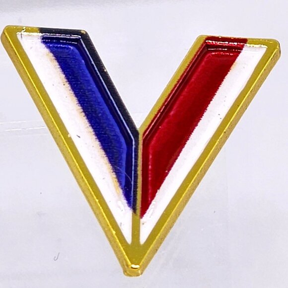 VTG Penzey's V Voted Victory Red White Blue Enamel Gold Lapel Pinback Hat Pin - Picture 2 of 10